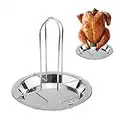 LongZYU Support à Poulet Vertical Barbecue Support de Cuisson pour Poulet de Rôtissoire Pliant de rôtissoire d'acier Inoxydable avec La Cuvette De égouttement pour Le Four Ou Le Barbecue Accessoires