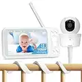 sodfim Baby Monitor with Camera and Audio, 5" 1080P HD Video Baby Monitor No WiFi, Long Range, 5000mAh Battery, Night Vision, 2-Way Talk, 2 Mounts, Remote Baby Camera Pan Tilt