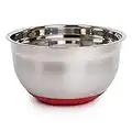 Luciano Housewares Stainless Steel Non-Slip Silicone Bottom Gourmet Mixing Bowl, 10.25 x 10.25 inches, Red