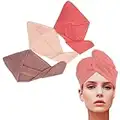 Arnoteks Haarturban,3 Stück Turban Handtuch - Mikrofaser-Haartuchwickel Super absorbierender Schnell trocknender Handtuch mit Knopfdesign (Rosa Grau Beige)