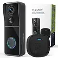 MUBVIEW Doorbell Camera Wireless with Chime, Video Doorbell - No Subscription, Voice Changer, Motion Zones, 1080HD, PIR Human Detection, 2.4Ghz WiFi, Battery-Powered Smart Doorbell
