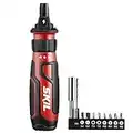 SKIL Rechargeable 4V Cordless Screwdriver with Circuit Sensor Technology, Includes 9pcs Bit, 1pc Bit Holder, USB Charging Cable - SD561201 , Red