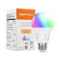 Amazon Basics Smart A19 LED Light Bulb, Color Changing, 2.4 GHz Wi-Fi, 60W Equivalent 800LM, Works with Alexa, 1-Pack, Certified for Humans
