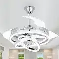 Cusp Barn 42" Retractable Fandelier Ceiling Fan with Lights and Remote, Silent DC Motor Modern Chandelier Ceiling Fans with Lights for Bedroom Living Room