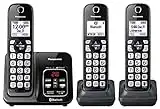 Panasonic Expandable Cordless Phone System with Link2Cell Bluetooth, Voice Assistant, Answering Machine and Call Blocking - 3 Cordless Handsets - KX-TGD663M (Metallic Black)