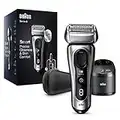 Braun Series 8 Rasierer Herren mit 3+1 Scherkopf, Elektrorasierer & Trimmer für Präzision, Sonic-Technologie, 40°-Kopf, Konturenanpassung, Reinigungsstation, Wet & Dry, Geschenk Mann, 8467cc, silber