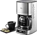 AEG KF 7700 Kaffeemaschine / programmierbarer Timer / LCD-Display / Aroma-Funktion / einfaches Befüllen / Wasserstands- und Kaffedosierungs-Anzeige / 1,375 l / gebürstetes Edelstahl, Silber