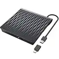 LPUNCD External CD DVD Drive, USB 3.0 & Type-C CD/DVD+/-RW Rewriter Burner for Laptop, Desktop, iMac, Apple MacBook Air/Pro, Compatible with Windows 11/10/XP/8/7/Vista/Linux/MacOS