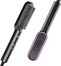 TYMO Hair Straightener Brush, Hair Iron with Built-in Comb, Fast Heating & 5 Temp Settings & Anti-Scald, Perfect for Professional Salon at Home, Straightening Brush That Reduces Styling Time, Hot Comb, TYMO RING Matte Black