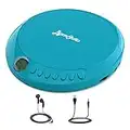 ByronStatics Portable Disc CD Player, Personal Walkman Anti-Skip Shockproof Protection, Lightweight, Headphones Jack, Powered DC or 2XAA Battery - Teal