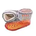 Microwavable Heated Slippers Feet Warmers Booties with Heated Insole Inserts for Instantly Warm Feet - Reusable Reheatable Washable - Promotes Good Night’s Sleep- Grey Size 8-9