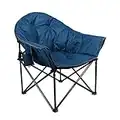 ALPHA CAMP Übergroßer Campingstuhl Faltbar Angelstuhl Gepolstert Campingsessel XXL Moonchair Klappstuhl bis 150KG mit Tragetasche und Getränkehaltern für Outdoor und Indoor,Dunkelblau