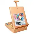 Artina Caballete de Mesa Nancy – Maletín de Artista Caballete para bastidores (MAX. 66 cm) – Caballete de Mesa con asa de Transporte – Maletín de Pintura con 3 divisiones para Pinturas y Pinceles