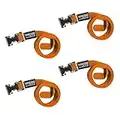 Straps & Buckles - Zinc Coated Alligator Thumb Buckle Cargo Secure Utility Lashing Strap - 1" Wide Heavy Duty Polypropylene Webbing, Also Our Rubberized Slack Keeper (48" THMB - 4PK, Orange)