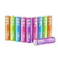 EBL AAA Rechargeable Batteries 1100mAh 10 Pack Triple A Ni-MH 1500 Cycle Long-Lasting Batteries (5 Colors in a Box)