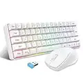 Snpurdiri 2.4G Wireless Gaming Keyboard and Mouse Combo, Include Small 60% Merchanical Feel Keyboard, Ergonomic Design Mini Wireless Mouse(White)