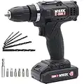 MYLEK MYW09 18V Cordless Drill Electric Screwdriver Set, Powerful Lithium Ion Battery Pack, 18 Volts Combi Driver, DIY Accessory Kit, Black