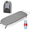 Johgee Foldable Table Top Ironing Board with Iron Rest, Compact Folding Steam Iron Table with 2 Covers, Non-Slip Folding Legs, Light Weight, Space-Saving, Ideal for Apartments & Caravans, 82 x 32cm