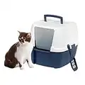 IRIS USA Cat Litter Box, Covered Litter Box with Cat Litter Scoop, Enclosed with Lid, Extra Large Kitty Litter Box, Navy