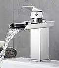 FAOKZE Robinet de lavabo, robinet de lavabo, bec de canard pour salle de bain, lavabo avec beau design, robinet de bain pour eau froide et chaude, chrome