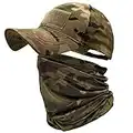 ehsbuy Camo Casquette Homme avec Refroidissement Cache-Cou Casquettes de Baseball Visage Écharpe Armée Tactique Militaire Chapeau Tour de Cou pour Courir Chasse Cyclisme Sports