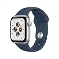 Apple Watch SE (1st generation) (GPS + Cellular, 40mm) Smart watch - Silver Aluminium Case with Abyss Blue Sport Band - Regular. Fitness & Activity Tracker, Heart Rate Monitor, Water Resistant