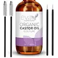 Eva Naturals Organic Castor Oil (60ml) - Promotes Hair, Eyebrow and Eyelash Growth - Diminishes Wrinkles and Signs of Aging - Hydrates and Nourishes Skin - 100% Pure - Cold Pressed, Premium Quality