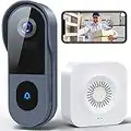 Wireless Doorbell Camera with Chime,1080P FHD Video Home Security, PIR Motion Detection, Anti-Theft, Night Vision, 2 Way Audio, Support SD Card & Cloud Storage