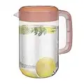 Jucoan 1 Gallon /4L Large Plastic Straining Pitcher, Clear Water Carafe Jug Juice Mixing Pitcher with 2 Strainers Cover, Handles, Measurements, BPA Free, Perfect for Ice Tea, Lemonade