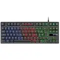 Mars Gaming MK02 Noir, USB 2.0 Clavier Gaming H-Mech, Compact TKL, FRGB Rainbow, Antighosting, Langue Français