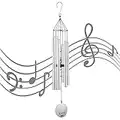 OSVINO 6 Tubes Carillons Vent Eoliens Suspendu Furin Crochet Décoration Nature Mélodieux Elégante Jardin Maison Cadeau,Argent 90cm