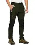 DAFENP Pantalones Trekking Hombre Impermeables Pantalones de Trabajo Termicos Montaña Senderismo Esqui Snowboard Invierno Polar Forrado Aire Libre KZ1662M-ArmyGreen1-S