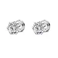 Magnet 6 Prong Set Cubic Zirconia Clip on Fake Stud Earrings for Women Men Girls Cartilage Non Pierced Ear Senstive Ear CZ Crystal Huggie Studs Hypoallergenic Jewelry Gifts Duaghter Bff Birthday (6mm)