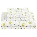 Floral Queen Sheet Set Yellow Flower Sheets Printed Bed Sheets Queen Size - 4 Piece Soft Microfiber Patterned Fitted Sheet with 15" Deep Pocket