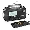 DAB/DAB+/UKW Digitalradio mit Eingebaute 5000mAh Akku Solar Radio Notfallradio mit USB Handyladefunktion Camping Radio mit LED Taschenlampe Leselampe SOS Alarm Tragbares Kurbelradio für Outdoor