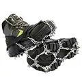 Fakiku - Crampones para hielo con 19 puntas de acero - Crampones para botas antideslizantes - Adecuado para senderismo y montañismo - Crampones para nieve Hombres Mujeres Excelente adherencia al suelo