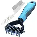 Dog Hair Comb Stripper，Dog Cat Shedding Comb，Dog Dematting Combs,Pet Grooming Tool ，Double Sided Shedding and Dematting Undercoat Rake Comb for Dogs and Cats，Cat and Dog Flea Comb Set (Small, Blue)