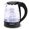 Aigostar Adam 30KHH - Glass Water Kettle with LED Lighting, 2200 Watts, 1.7 Liter, Boil-dry Protection, BPA Free, Black