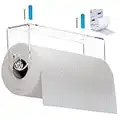 Srenta Clear Acrylic Paper Towel Holder Wall Mount Paper Towel Holder Under Cabinet, Wall Mounted Undermount Hanging Paper Towels Holder Dispenser, Holds Jumbo Rolls, Adhesive Strips & Screws Included