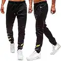 Pantaloni da Jogging alla Moda da Uomo con Tasche con Cerniera con Coulisse Pantaloni da Fitness Sportivi Slim Fit con Stampa a Righe Large