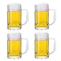 TUSAPAM 4 Pack Heavy Large Beer Glasses with Handle - 14 Ounce Glass Steins, Classic Beer Mug glasses Set