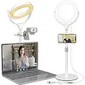 Ring Light with Stand, Desktop Ring Light with Phone Holder for Laptop/Video Conferencing/webcam Lighting/Zoom Meetings, 8" Selfie Ring Light for Makeup/Live Streaming/YouTube/Tiktok (White)