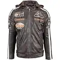 Blouson moto homme cuir Urban Leather ’58 HOMMES’ | Veste moto homologuée en cuir d’agneau | Protections homologuées CE amovibles pour le dos, les épaules et les coudes | Brun | 42/XL