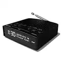 AZATOM Horizon DAB Digital Bedside FM Radio Alarm Clock - Bluetooth - Battery - USB Rapid Charge - Mains Powered (Black)