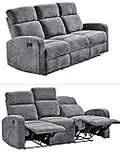 3-Sitzer Sofa mit praktischer Relax-Funktion, 3er Couch, Federkern Funktionssofa verstellbar mit manueller Starthilfe zum Entspannen, 181 cm breit, mit Microfaserstoff in Grau bezogen | 16116