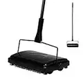 Yocada Carpet Sweeper Cleaner for Home Office Low Carpets Rugs Undercoat Carpets Pet Hair Dust Scraps Paper Small Rubbish Cleaning with a Brush Black