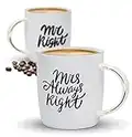 Gifffted Tazze Coppia Da Caffe, Mr E Mrs Always Right, Regali Per Le Coppie, Colazione, Idee Regalo San Valentino Per Lui E Lei, Miss, Anniversario, Fidanzamento, Coffee Mugs, Natale, 380 ML Tazza