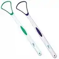 Tongue Scraper Cleaner ~ Soft & Gentle Silicone Head (Set of 2) (Purple & Green)