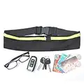 Ferise Ceinture de Course, Ceinture de Fitness, Ajustable, Ultra-Mince avec 2 Poches, pour iPhone 6,7,8 Plus pièce de Monnaie Passoport, pour séances de Gym, entraînement