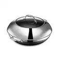 HexClad 35 cm Hybrid Stainless Steel Wok Pan with Stay-Cool Handles, Oven Safe, Works with Induction, Ceramic, Non-Stick, Electric, and Gas Cooktops